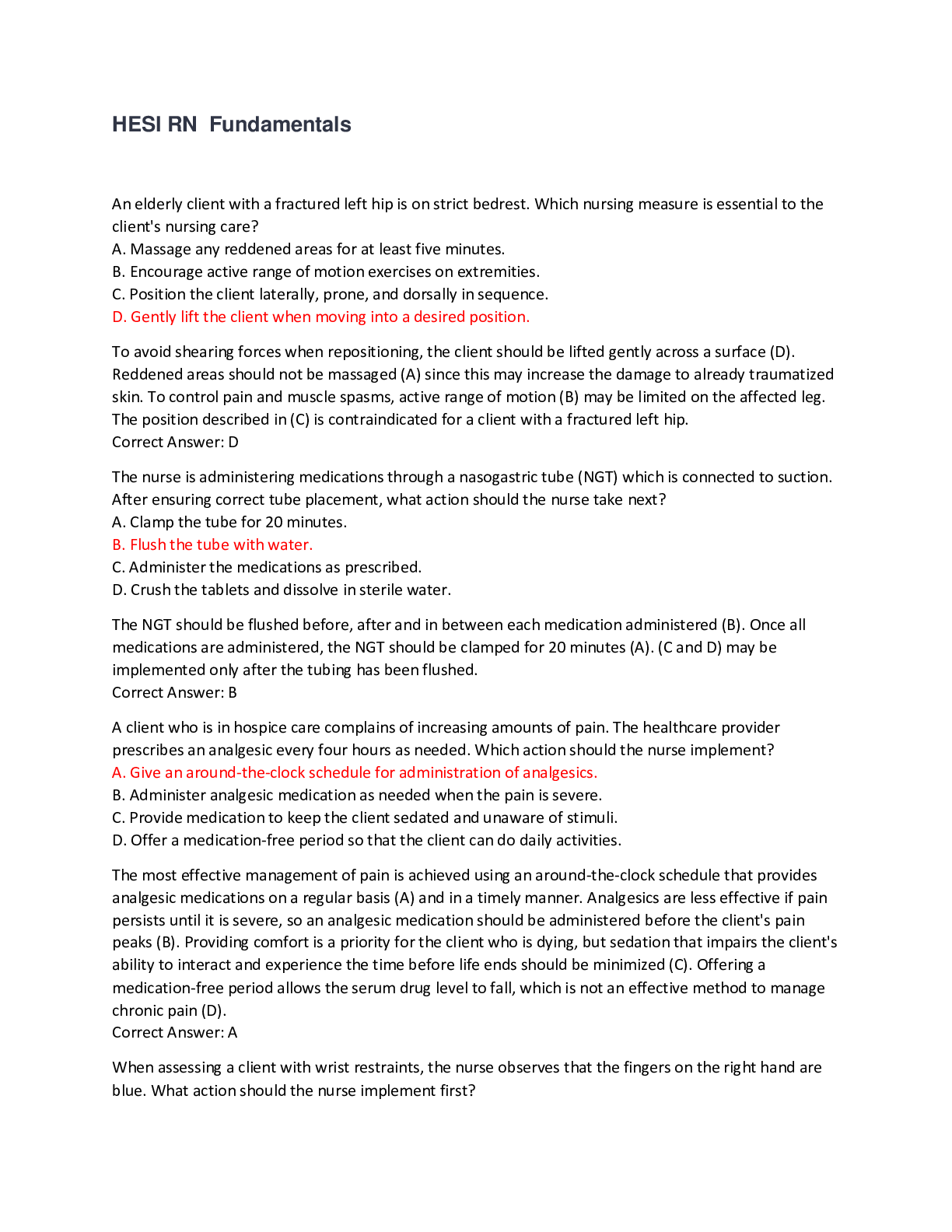 Preview image for HESI RN FUNDAMENTALS